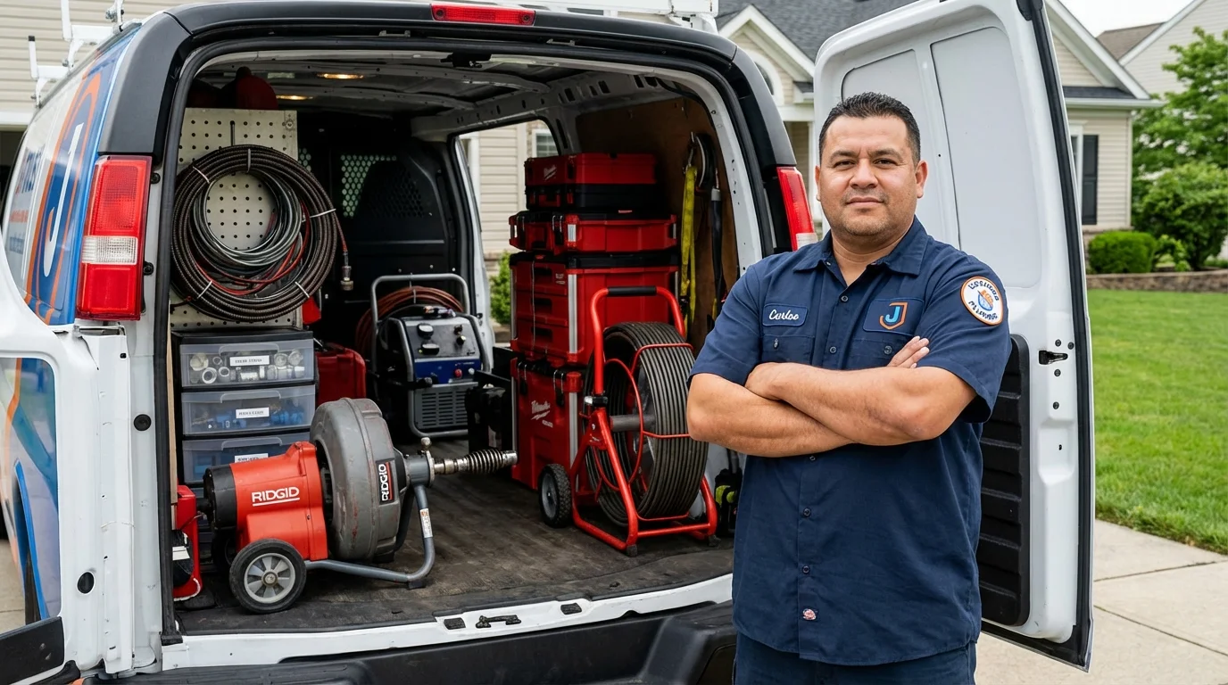 Professional drain cleaning equipment and Johns Plumbing LLC plumber in Schuylkill Haven