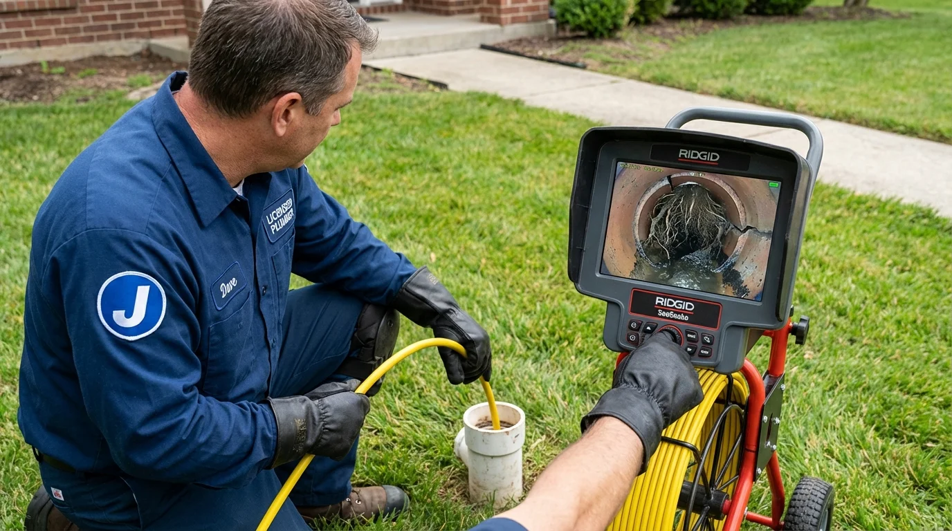 Sewer camera inspection being performed by Johns Plumbing LLC in Schuylkill Haven