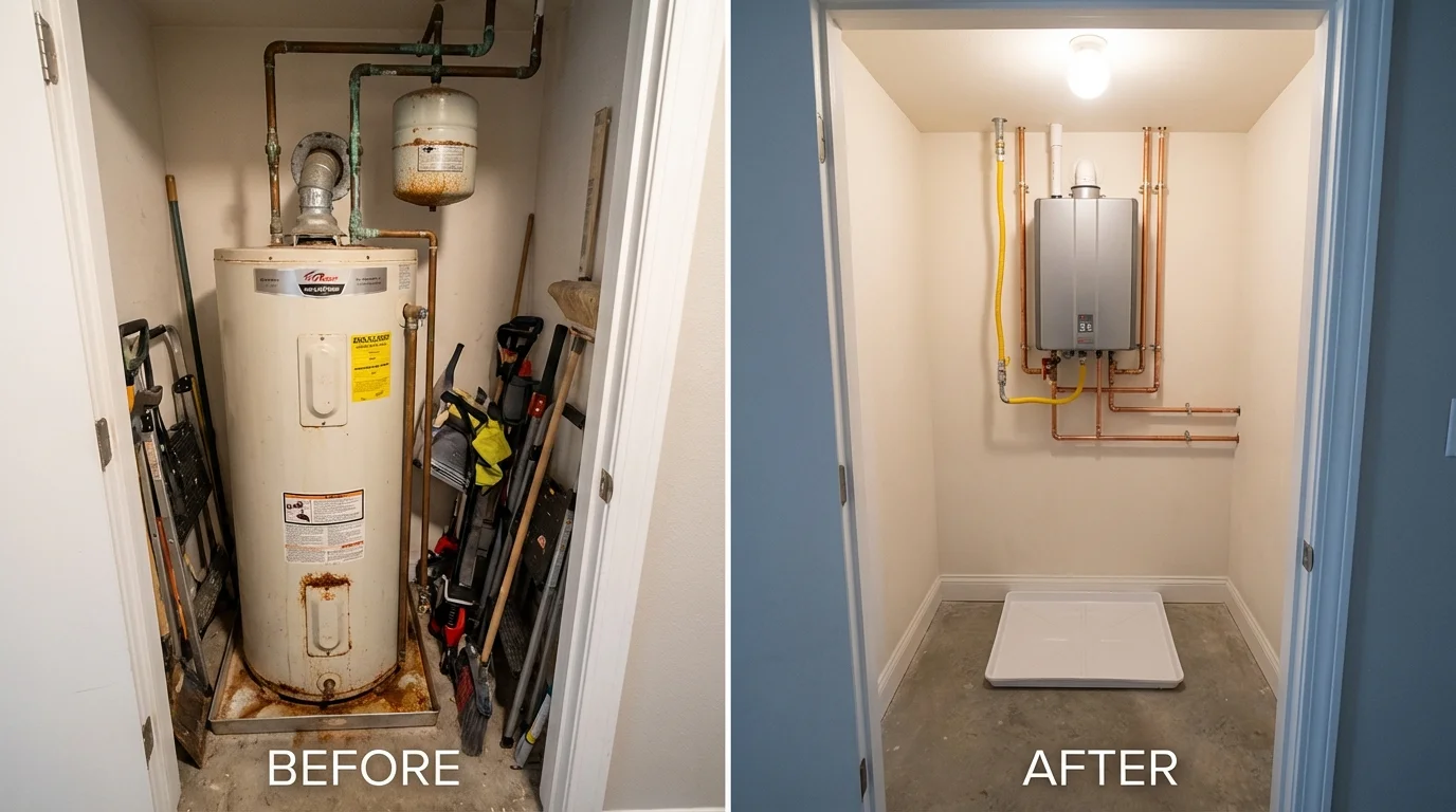 Tank water heater versus wall-mounted tankless unit comparison for Schuylkill Haven, PA homeowners