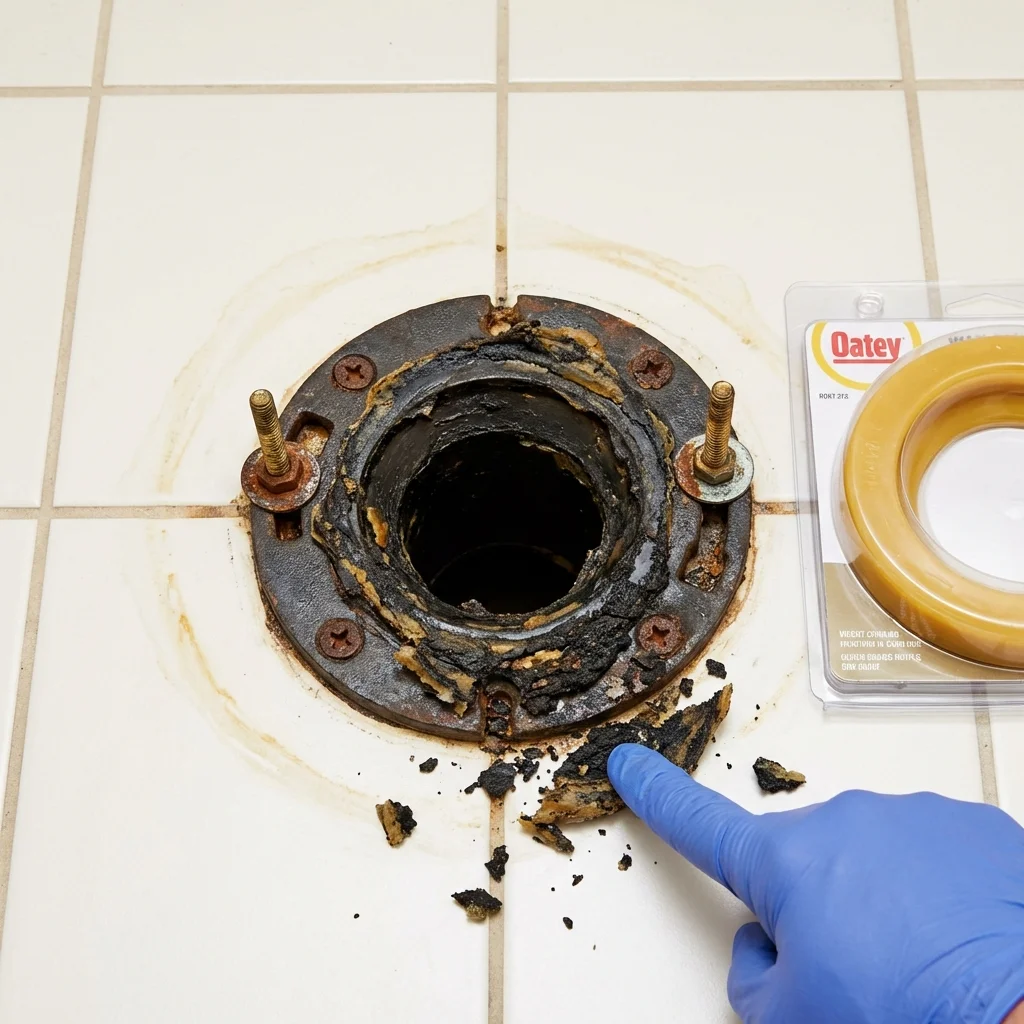 Failed wax ring showing water seepage at the base of a toilet in a Schuylkill Haven, PA home