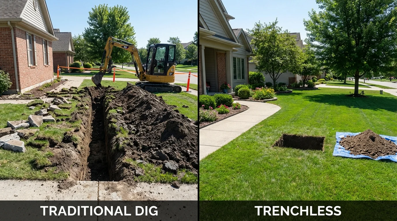 Trenchless sewer repair with minimal yard damage versus traditional excavation in Schuylkill Haven, PA